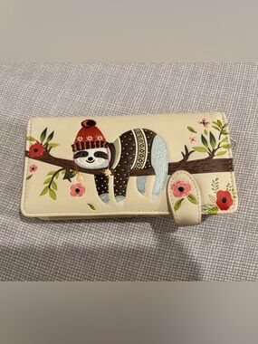 New Large Shagwear Cream Sloth Wallet with Floral Print